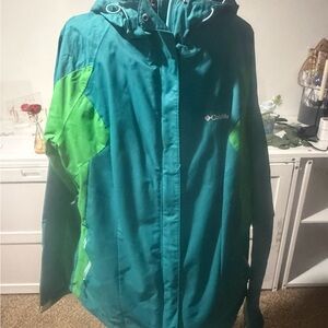 Columbia Teal and Lime Green Ski Jacket